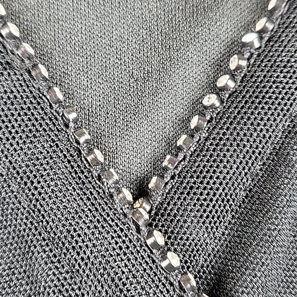 Vintage 90s Y2K Alex Evenings Black Mesh Overlay w Rhinestones Cocktail Dress - Picture 12 of 16